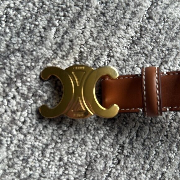 Celine Triomphe Belt in Natural Calfskin-Brown Size 80 - Picture 3 of 6